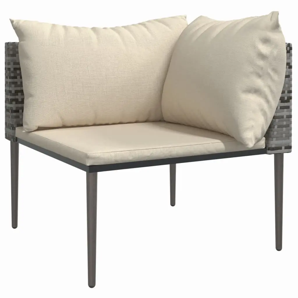 3 Piece Outdoor Garden Lounge Set Grey Poly Rattan Furniture with Cushions