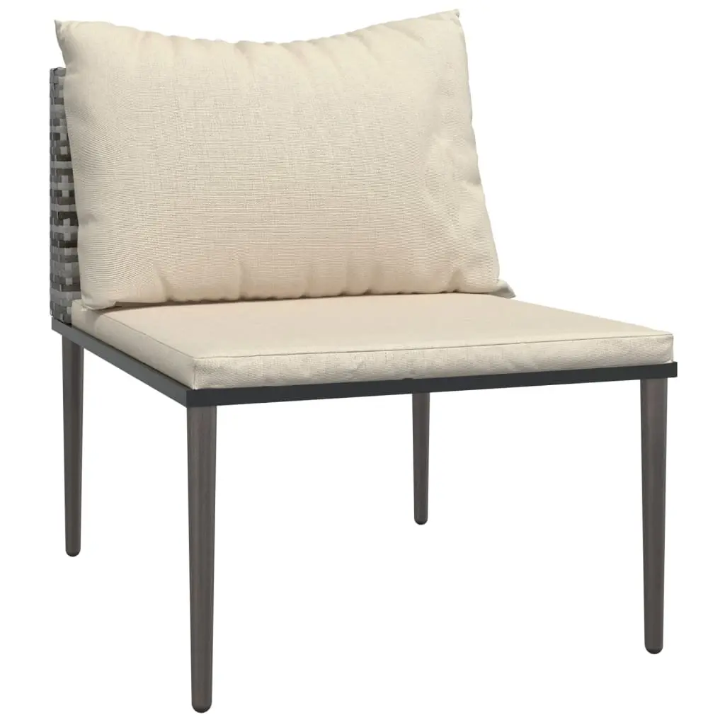 7 Piece Modular Lounge Set Grey PE Rattan with Cushions for Outdoor Use