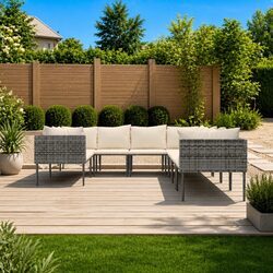 Practical 8 Piece Grey Garden Lounge Set with Cushions