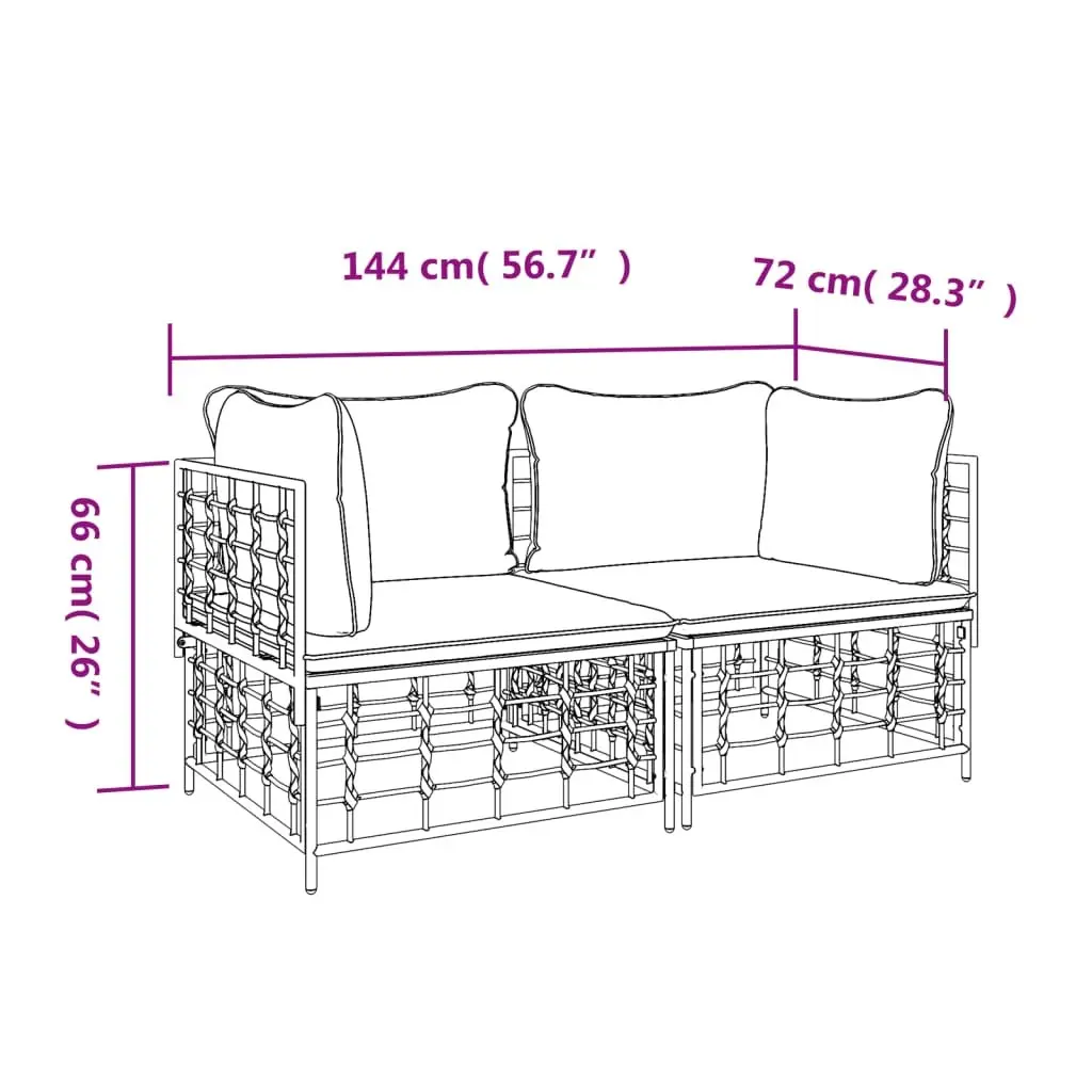 Corner Sofa Set Poly Rattan 2 Piece Anthracite Weather Resistant Modular Outdoor Lounge Furniture