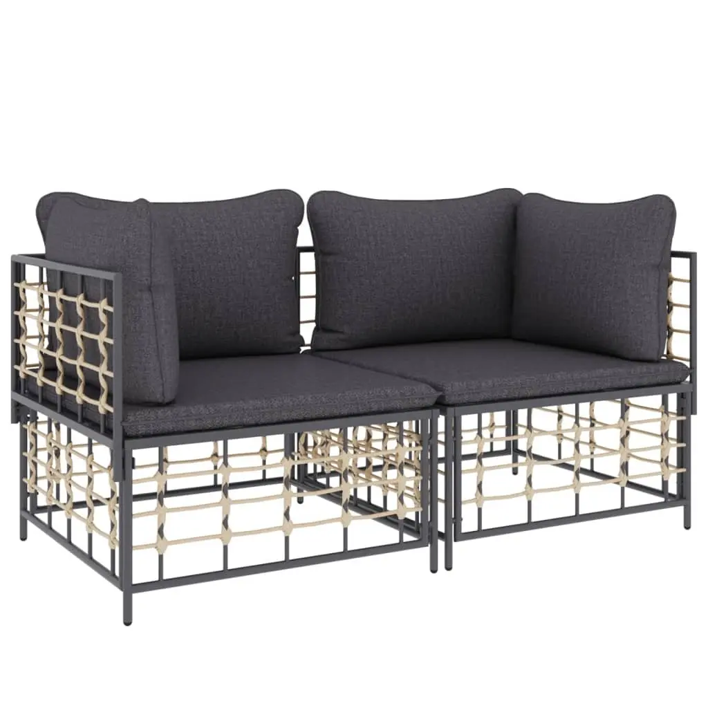 Corner Sofa Set Poly Rattan 2 Piece Modular Sectional Anthracite
