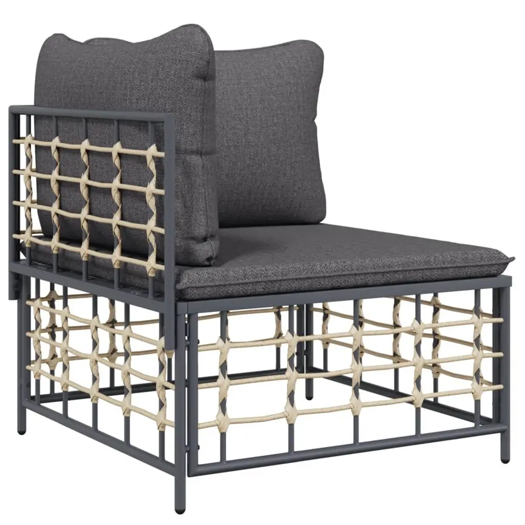 Corner Sofa Set Poly Rattan 2 Piece Modular Sectional Anthracite