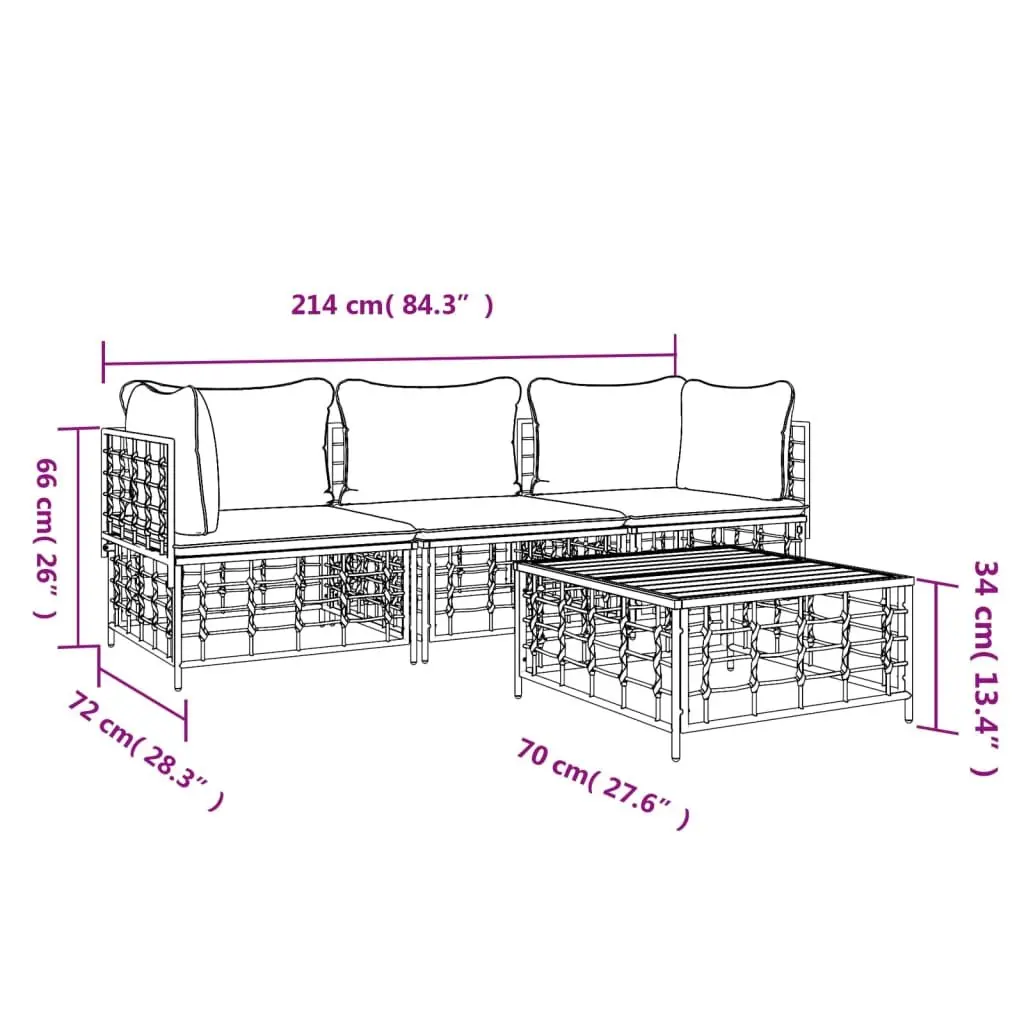 Garden Lounge Set 4 Piece Outdoor Seating Poly Rattan Furniture with Cushions