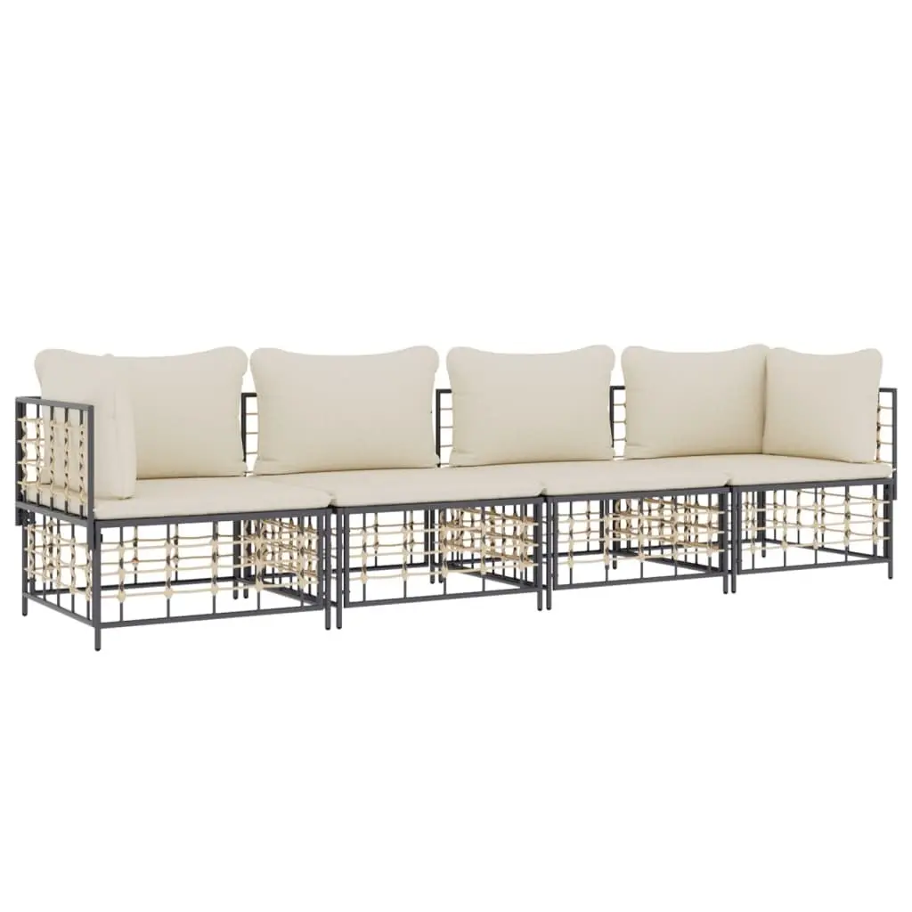 Garden Lounge Set Poly Rattan 4 Piece Outdoor Seating Anthracite