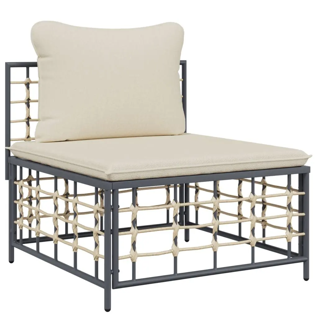Garden Lounge Set Poly Rattan 4 Piece Outdoor Seating Anthracite