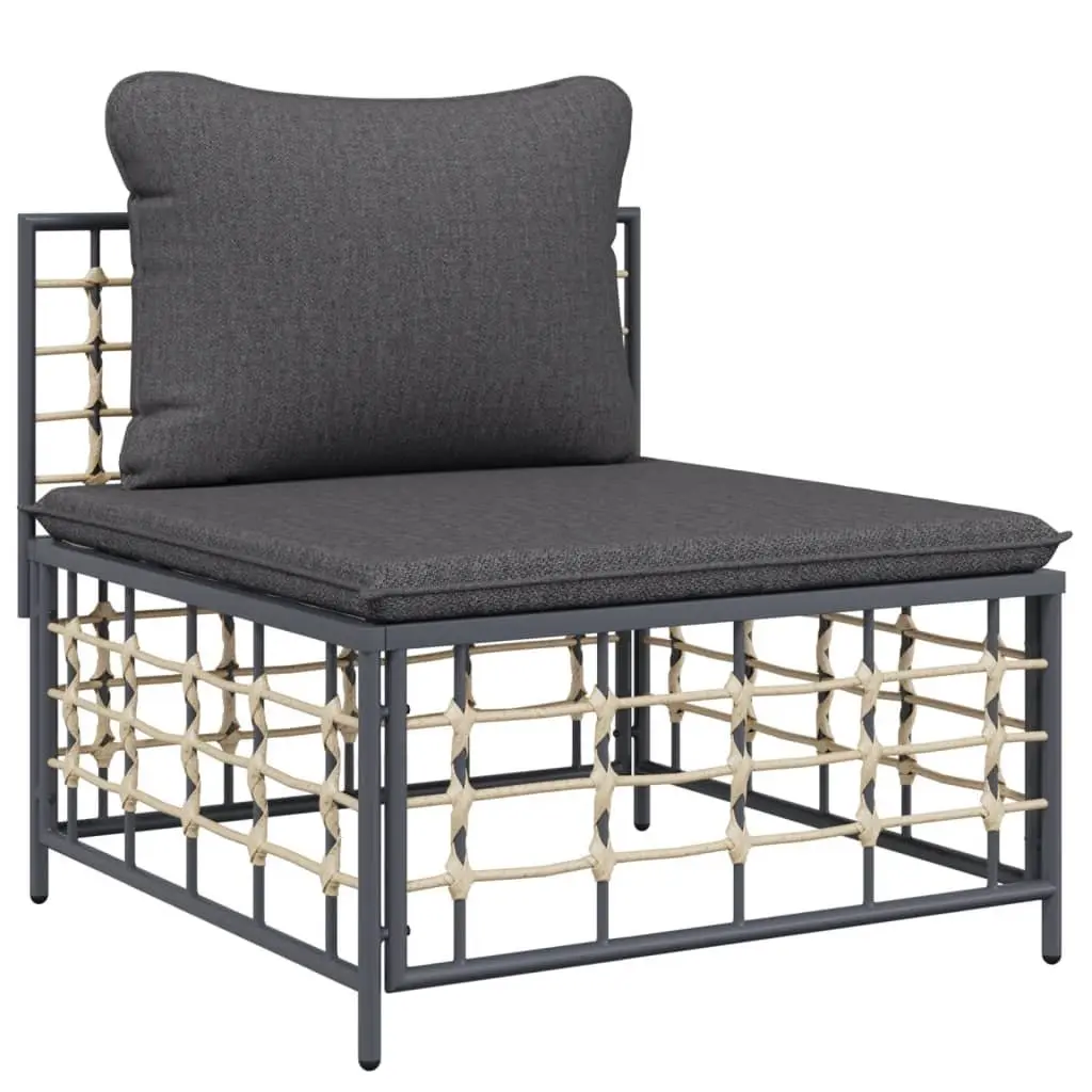 6 Piece Garden Lounge Set Poly Rattan Modular Anthracite Outdoor Seating with Cushions