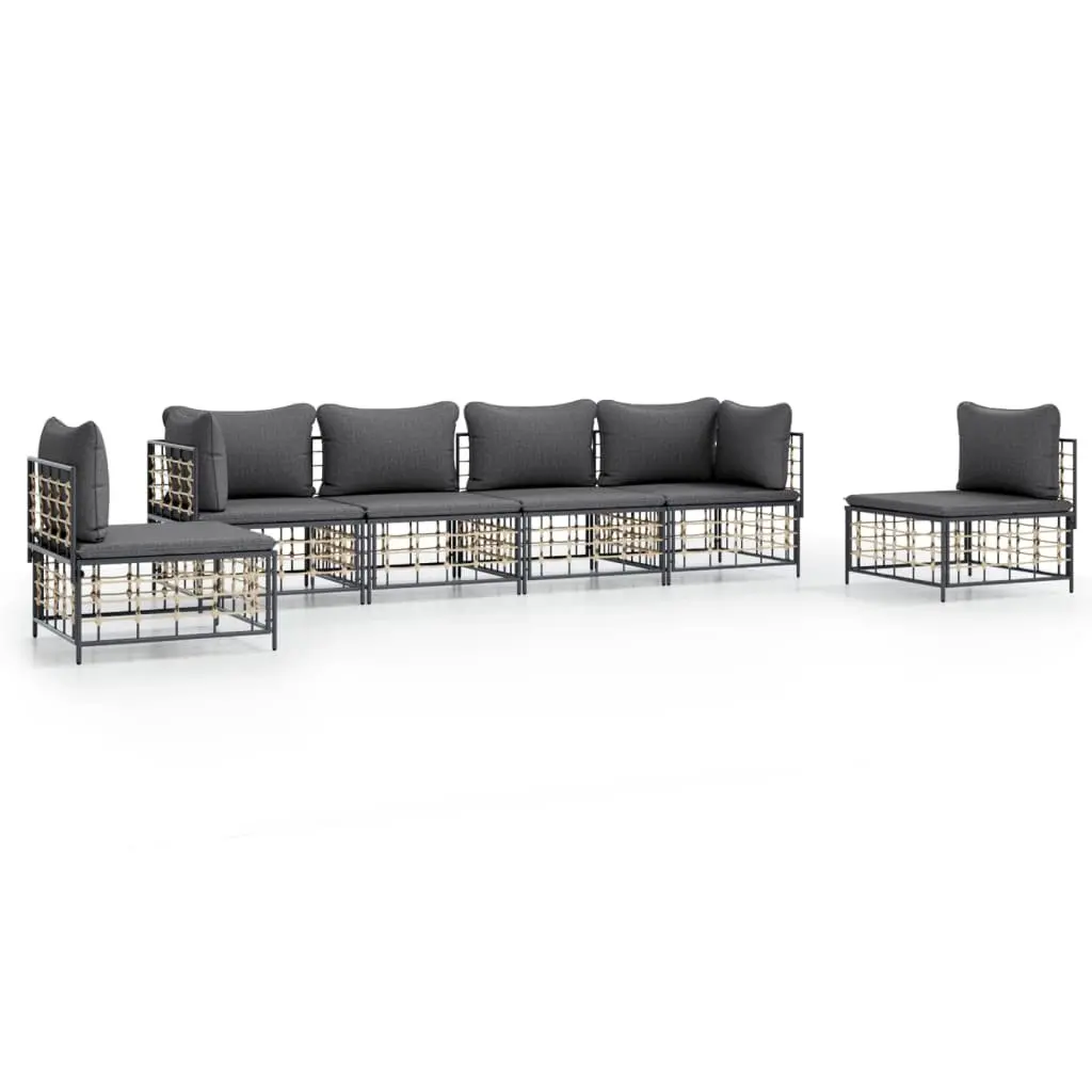Garden Lounge Set Poly Rattan 6 Piece Outdoor Sofa Anthracite