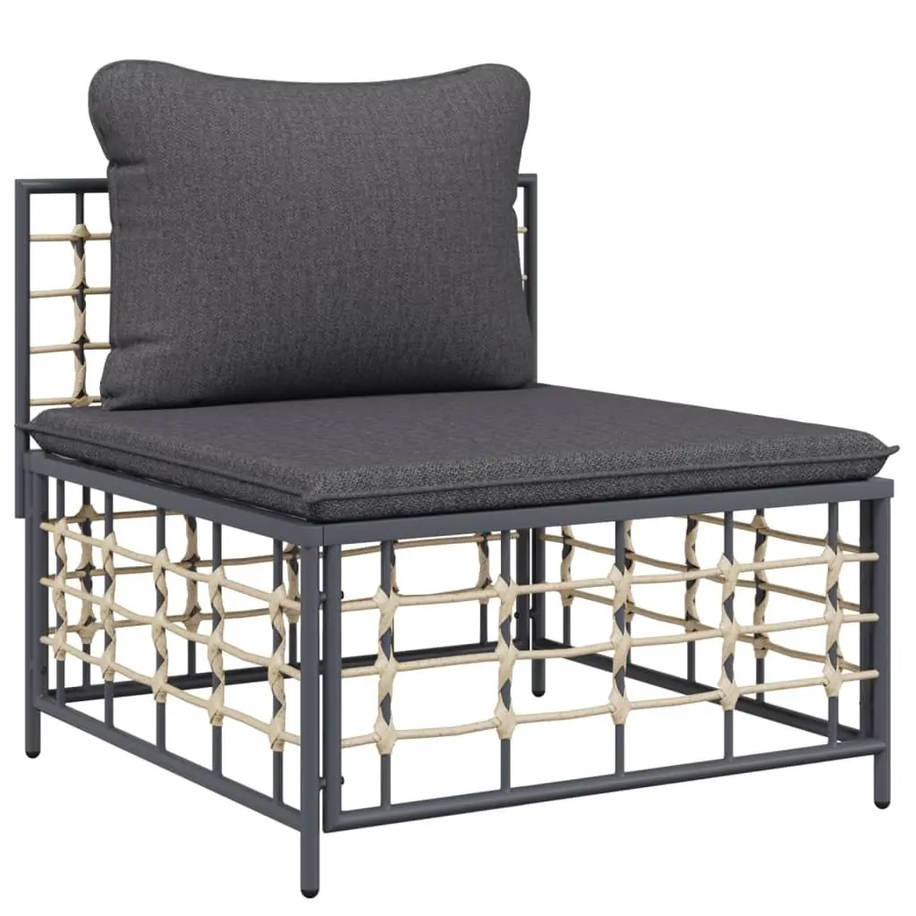 Garden Lounge Set Poly Rattan 6 Piece Outdoor Sofa Anthracite