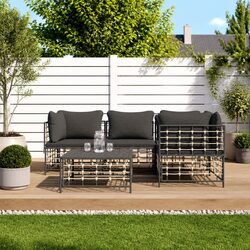 Garden Lounge Set 5 Piece Outdoor Seating Patio Furniture Poly Rattan Anthracite