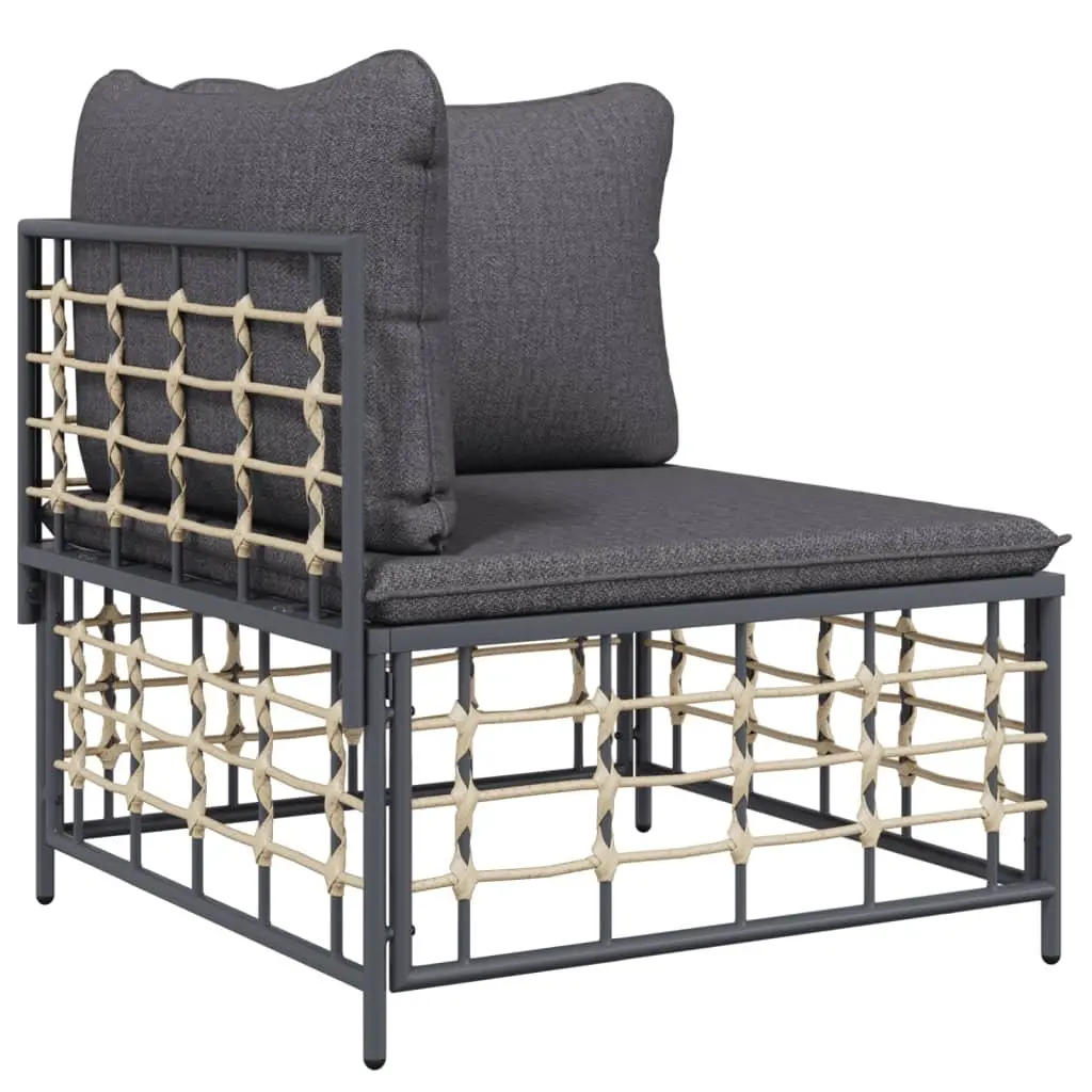 5 Piece Garden Lounge Set Poly Rattan Steel Frame Anthracite with Cushions Coffee Table