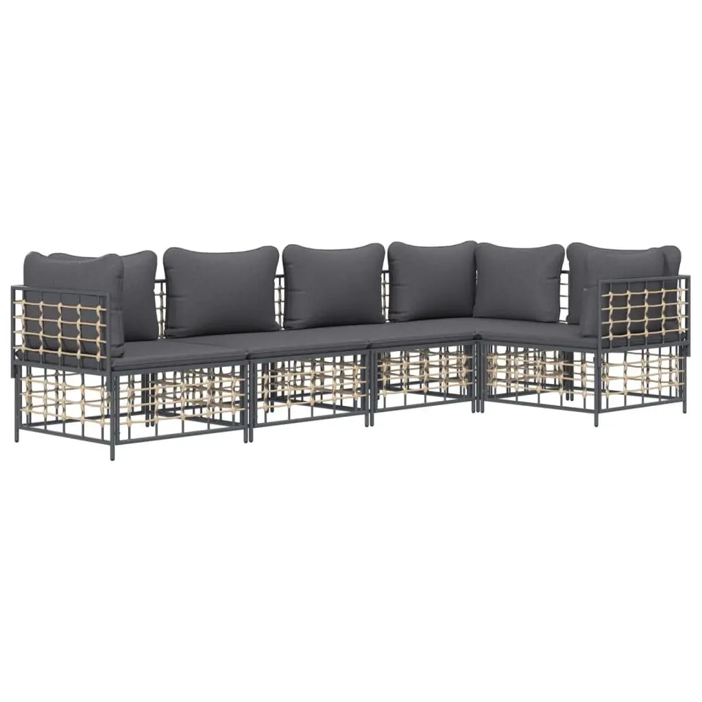 5 Piece Garden Lounge Set Poly Rattan Modular Sofa Anthracite