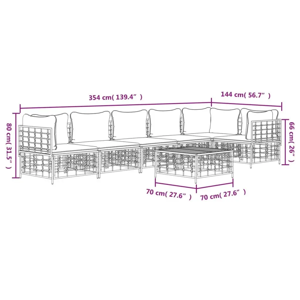 7 Piece Garden Lounge Set Poly Rattan Modular Anthracite with Cushions