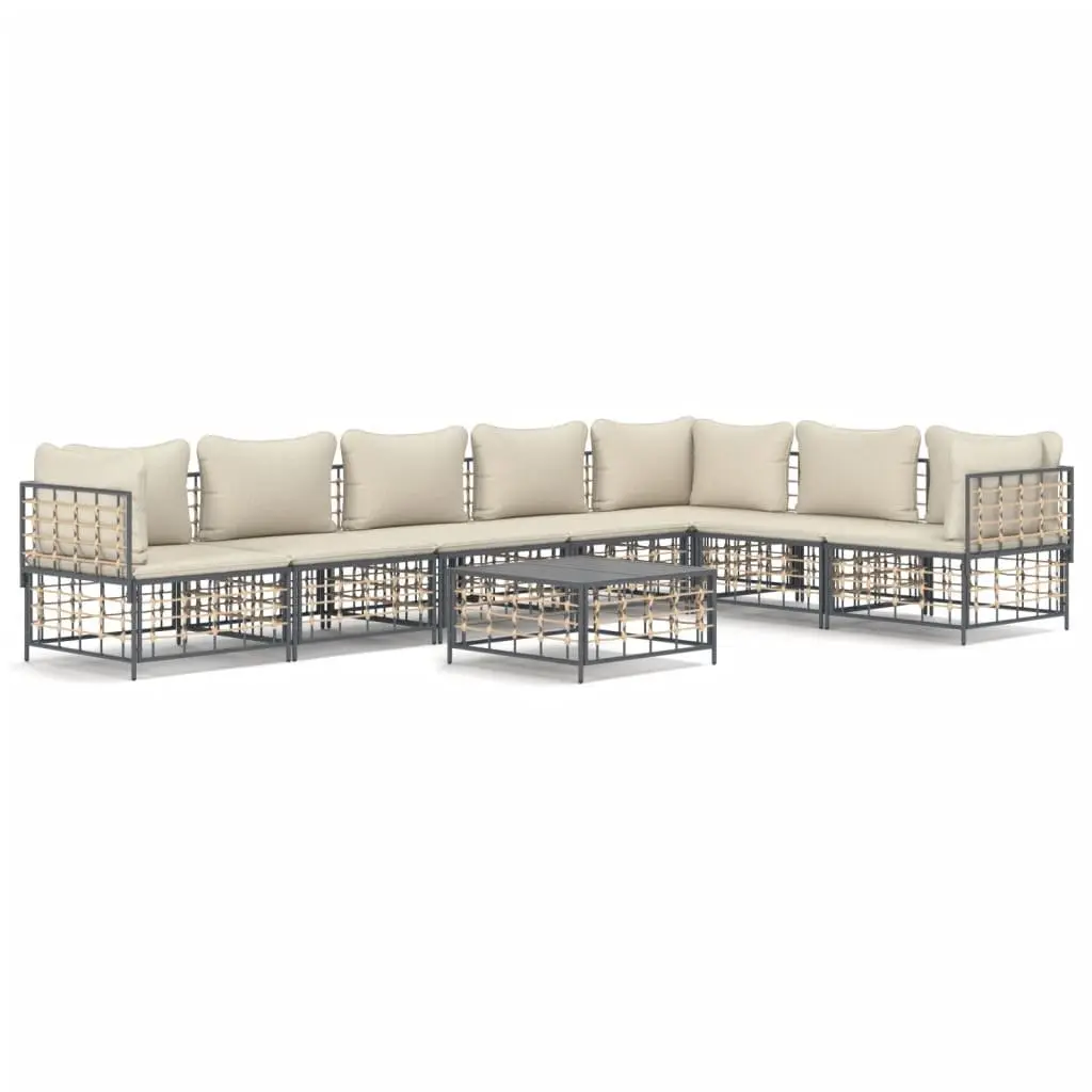8 Piece Modular Outdoor Garden Lounge Set Poly Rattan Sofa Anthracite