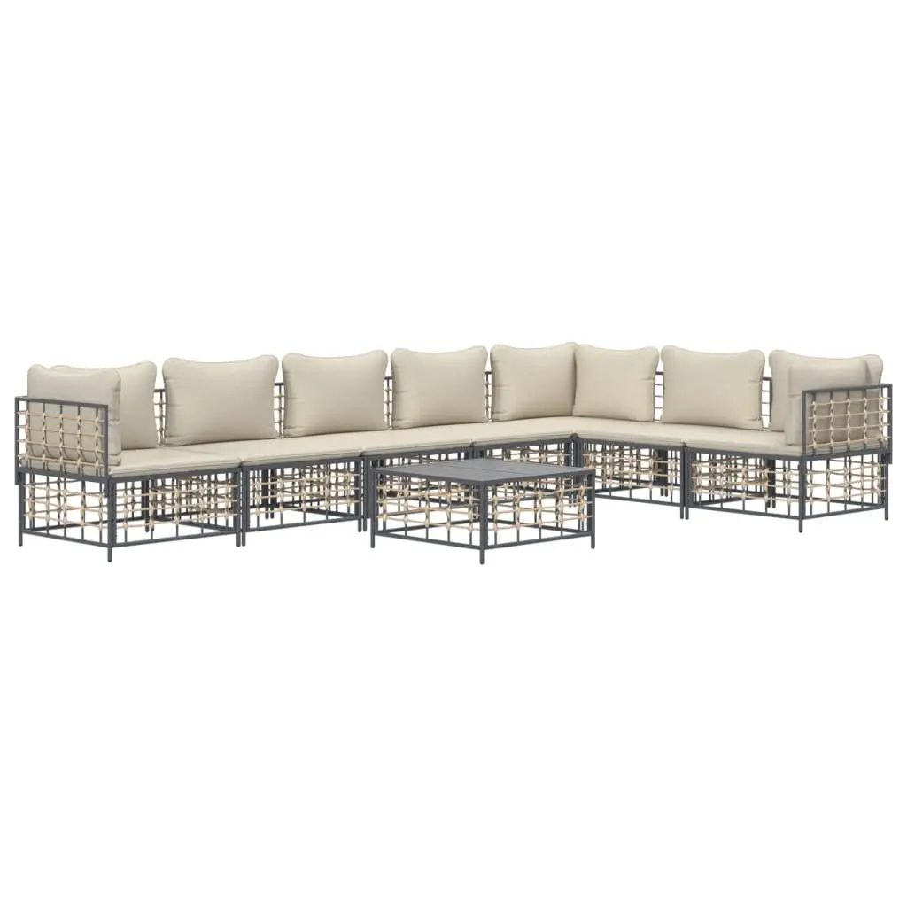 8 Piece Modular Outdoor Garden Lounge Set Poly Rattan Sofa Anthracite