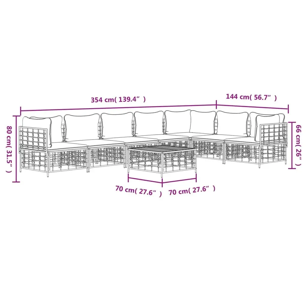 8 Piece Modular Outdoor Garden Lounge Set Poly Rattan Sofa Anthracite