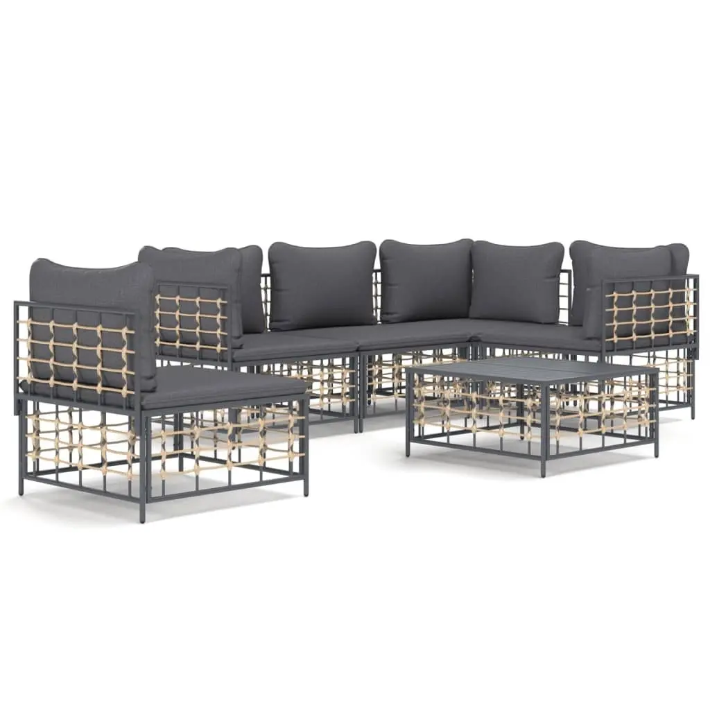 Garden Lounge Set 6 Piece Poly Rattan Sofa Anthracite