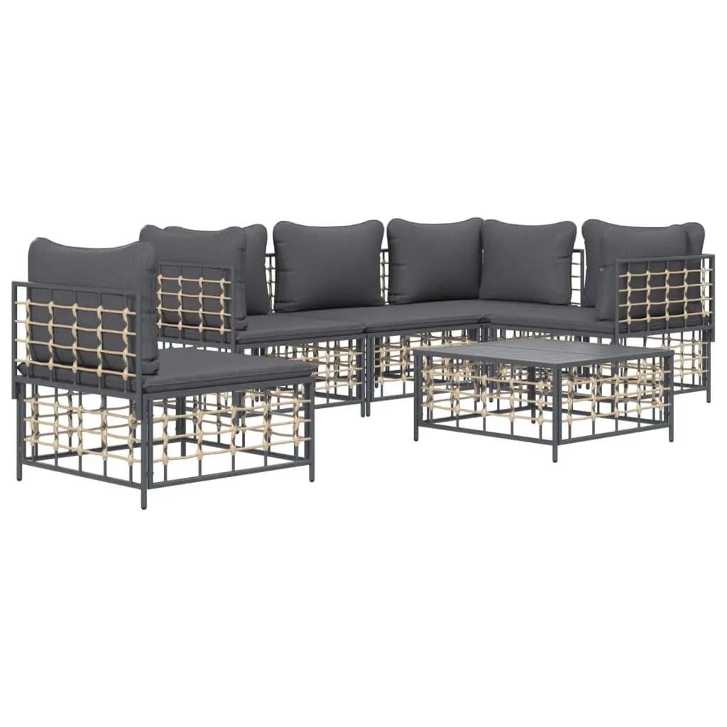 Garden Lounge Set 6 Piece Poly Rattan Sofa Anthracite