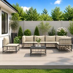 7 Piece Garden Lounge Set Outdoor Sofa Sectional Furniture Poly Rattan
