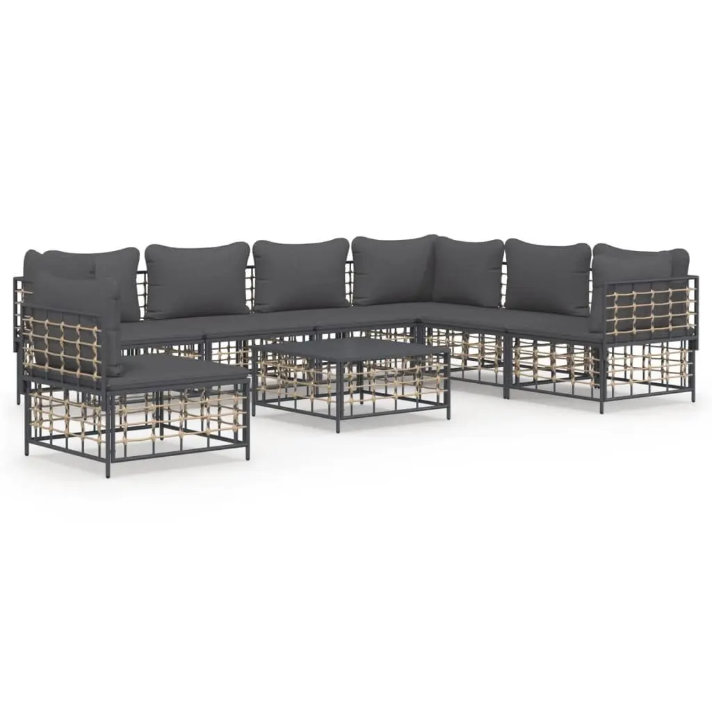Garden Lounge Set Poly Rattan 8 Piece Outdoor Seating Anthracite