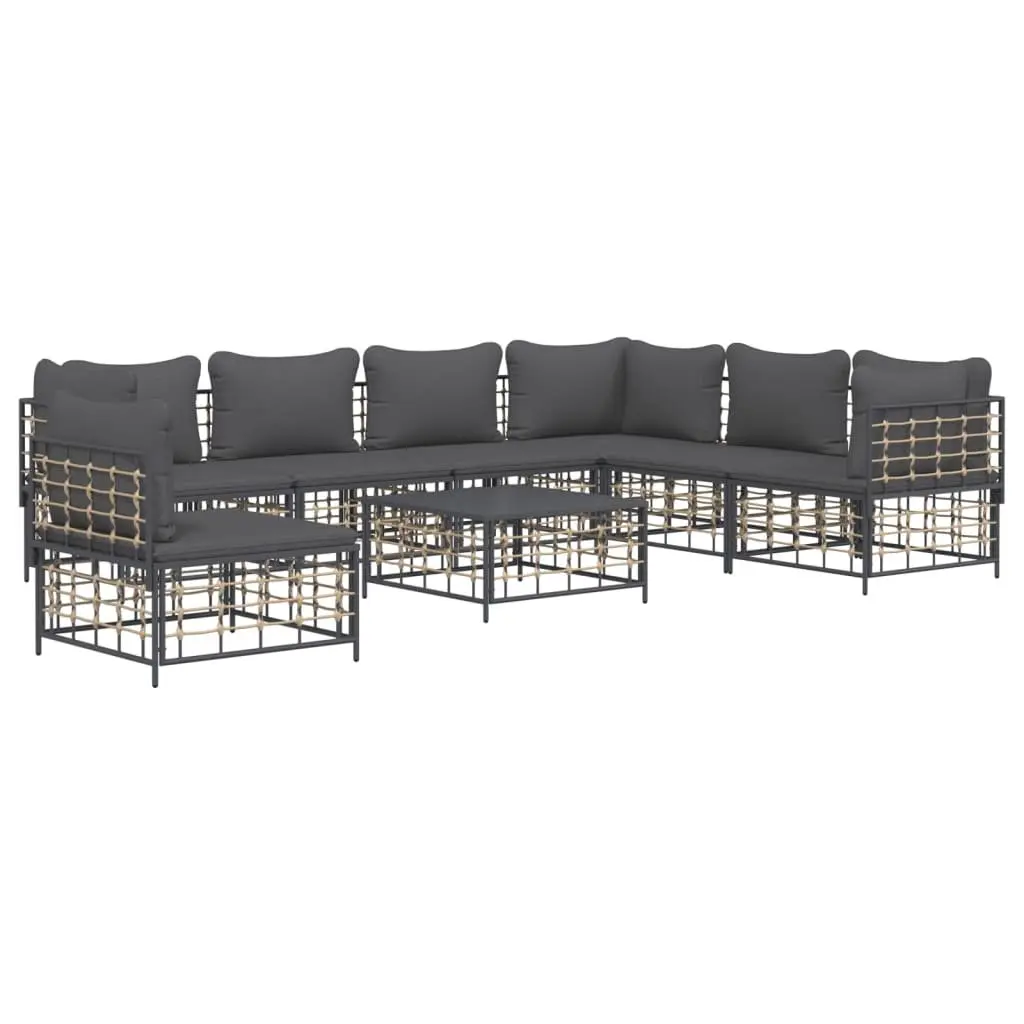 Garden Lounge Set Poly Rattan 8 Piece Outdoor Seating Anthracite