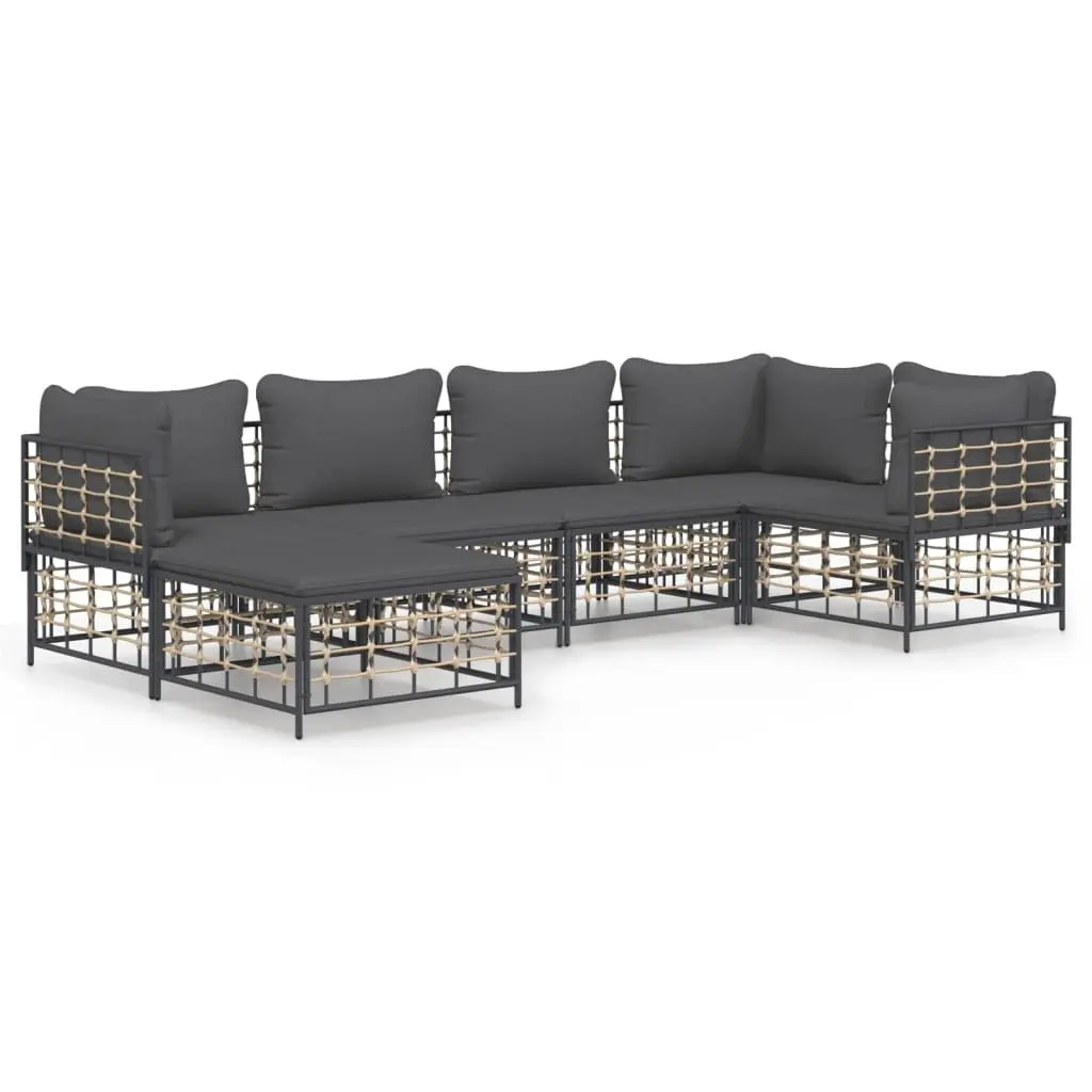 Outdoor Garden Lounge Set 6 Piece Modular Seating with Cushions Anthracite