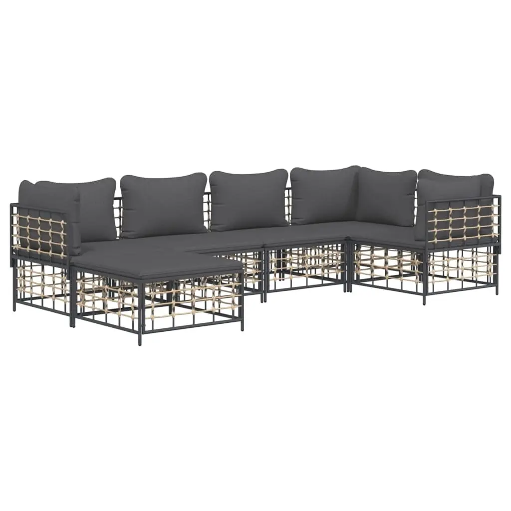 Outdoor Garden Lounge Set 6 Piece Modular Seating with Cushions Anthracite