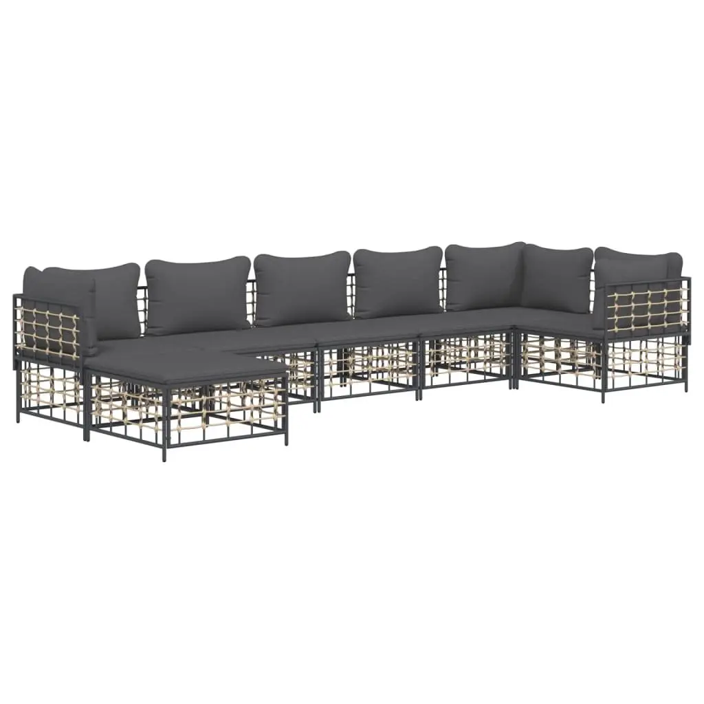 7 Piece Outdoor Garden Lounge Set Poly Rattan Anthracite