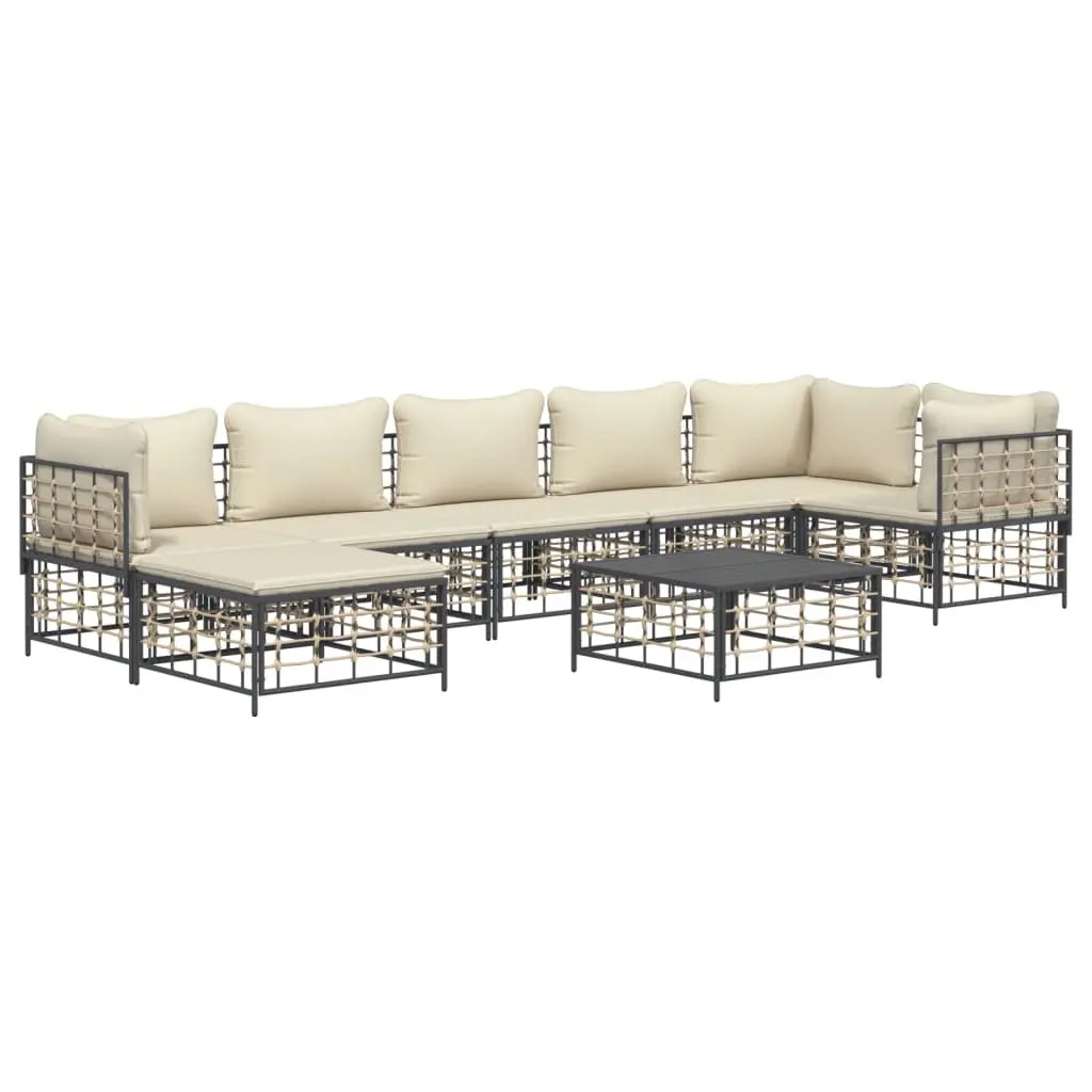 Outdoor Lounge Set 8 Piece Garden Furniture Poly Rattan Sofa with Cushions