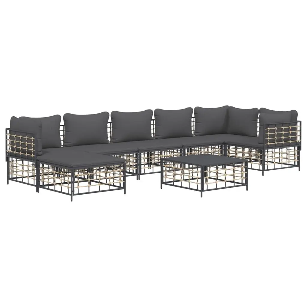Outdoor Lounge Set Poly Rattan 8 Piece Anthracite