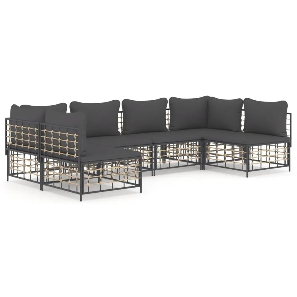 Garden Lounge Set Poly Rattan 6 Piece Outdoor Seating Anthracite