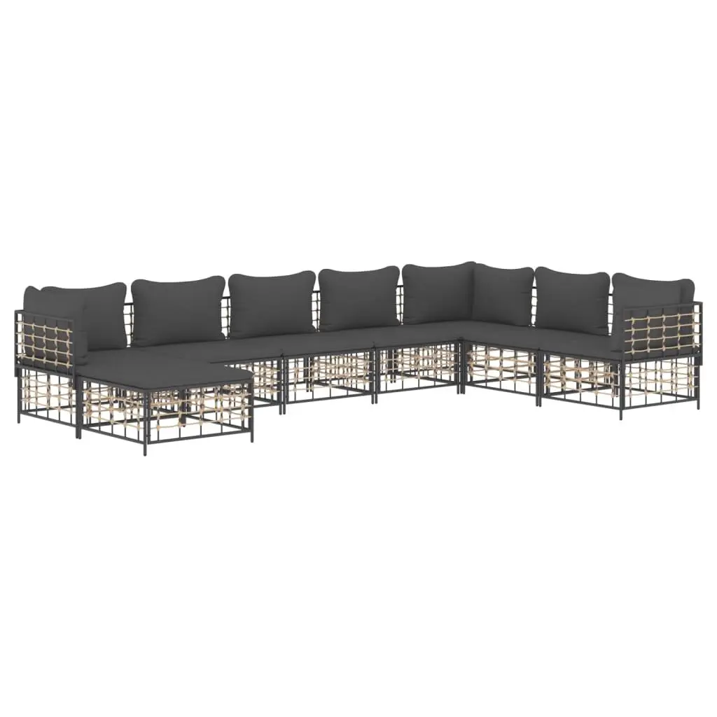 Garden Lounge Set Poly Rattan 8 Piece Outdoor Seating Anthracite with Cushions