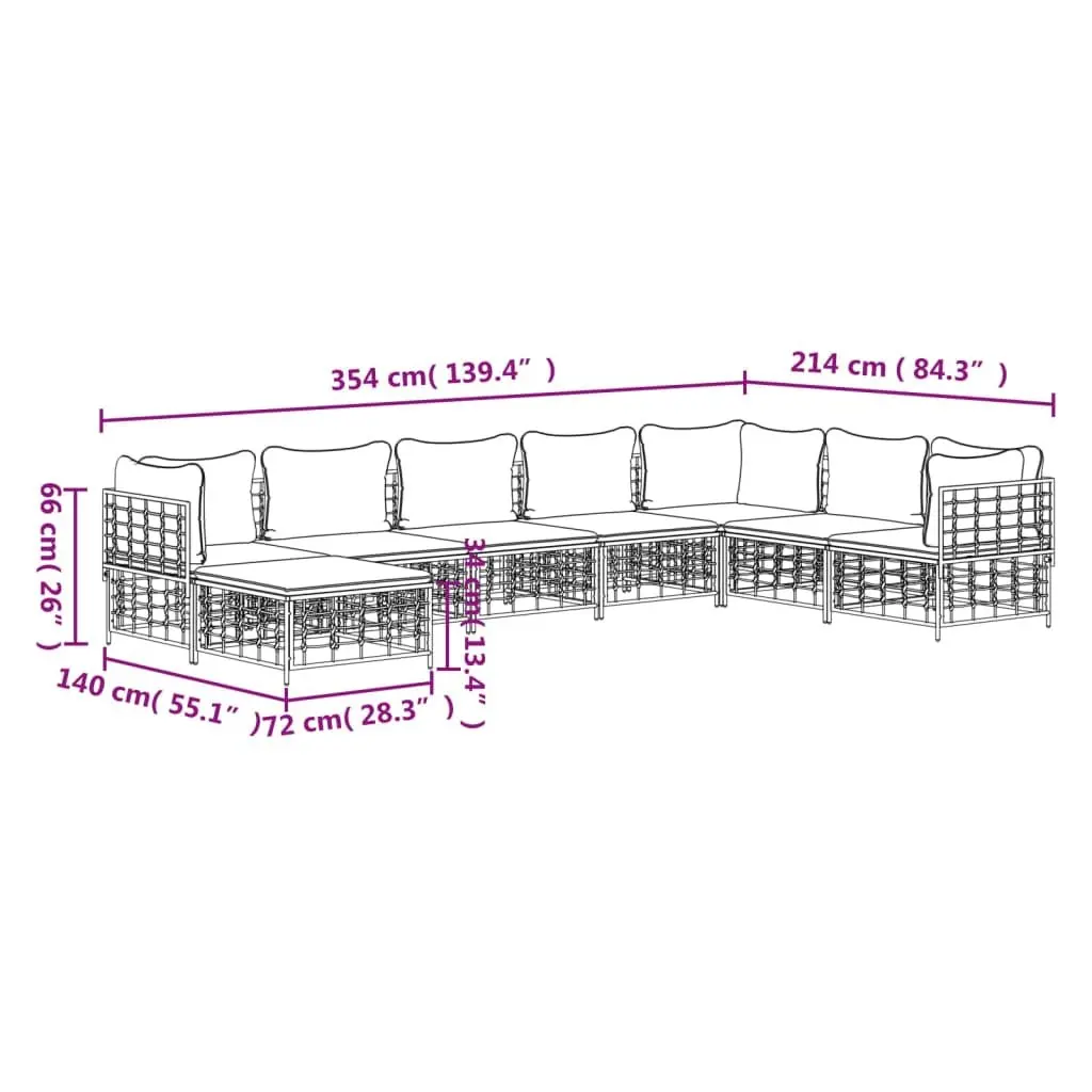 Garden Lounge Set Poly Rattan 8 Piece Outdoor Seating Anthracite with Cushions