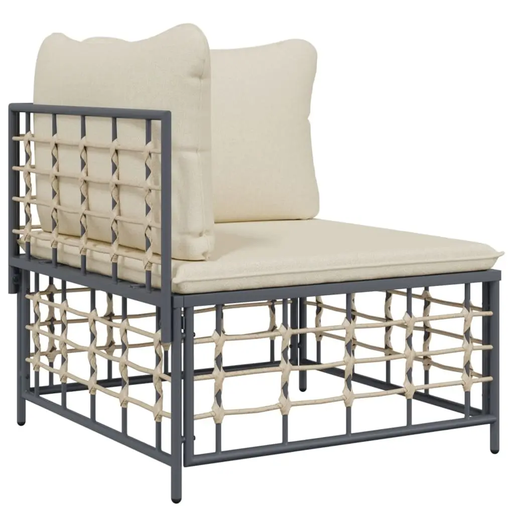 8 Piece Garden Lounge Set with Cushions Anthracite Poly Rattan Outdoor Sofa Set