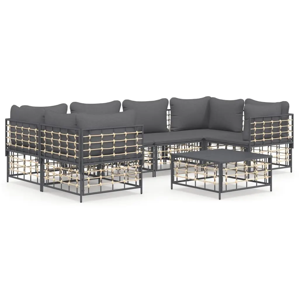 7 Piece Garden Lounge Set Outdoor Sofa Cushions Poly Rattan Patio Furniture