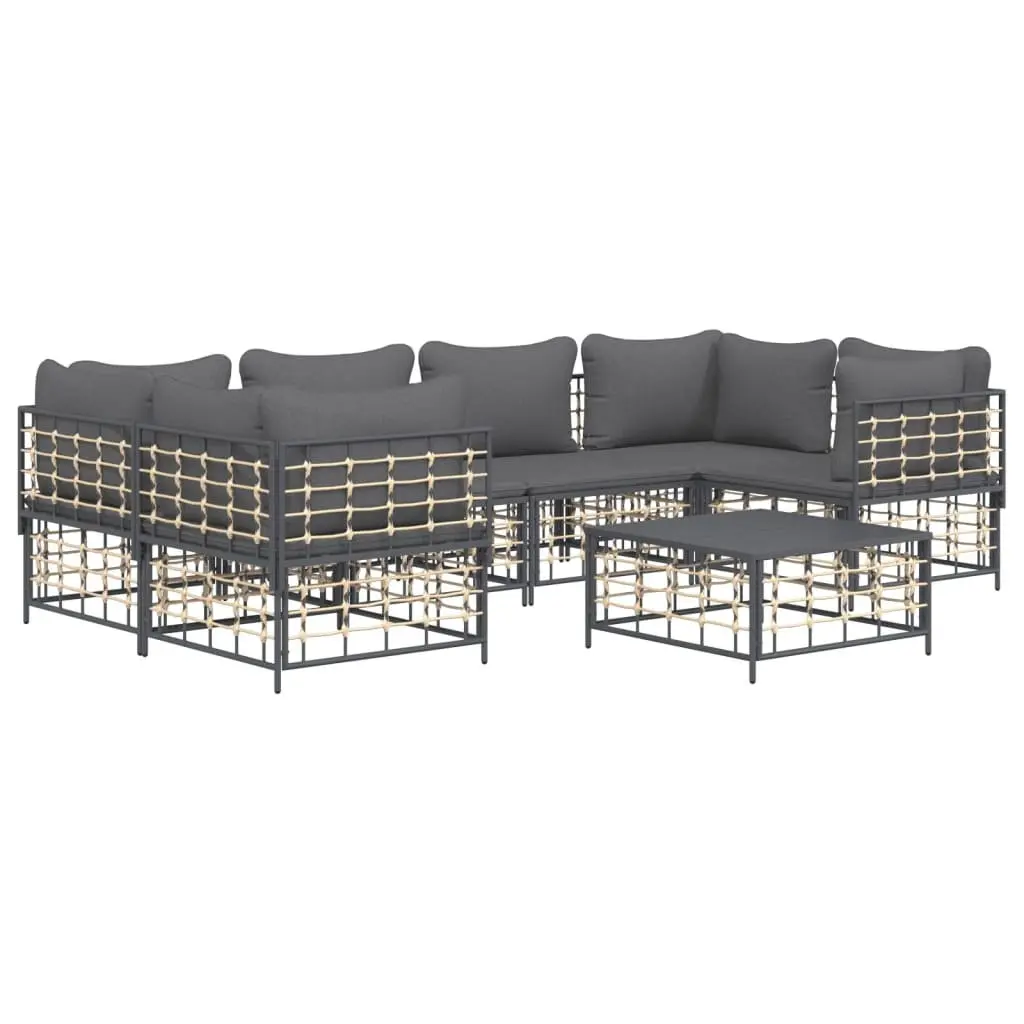 7 Piece Garden Lounge Set Outdoor Sofa Cushions Poly Rattan Patio Furniture