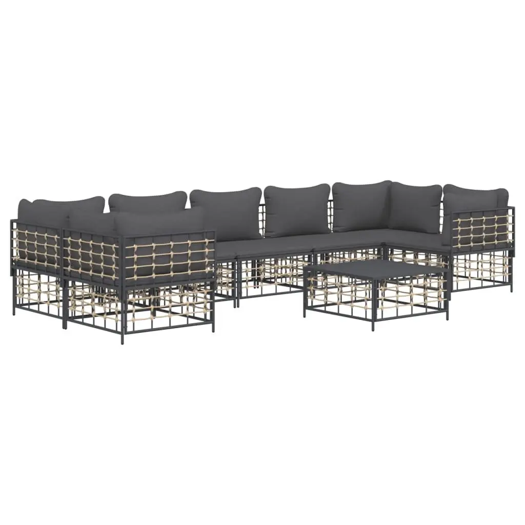 8 Piece Garden Lounge Set with Cushions Poly Rattan Outdoor Sofa Patio Furniture