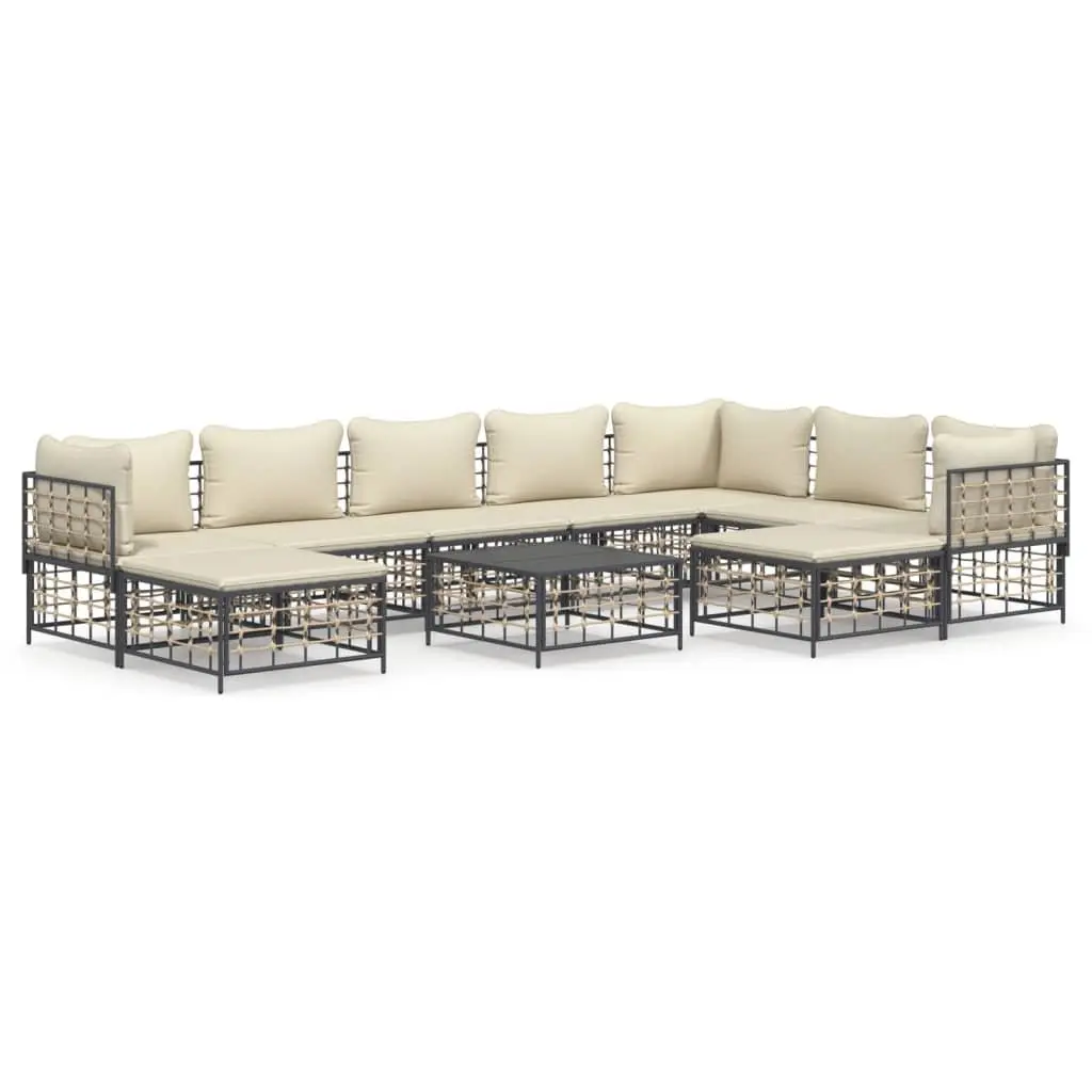 Garden Lounge Set 10 Piece Poly Rattan Outdoor Furniture with Cushions