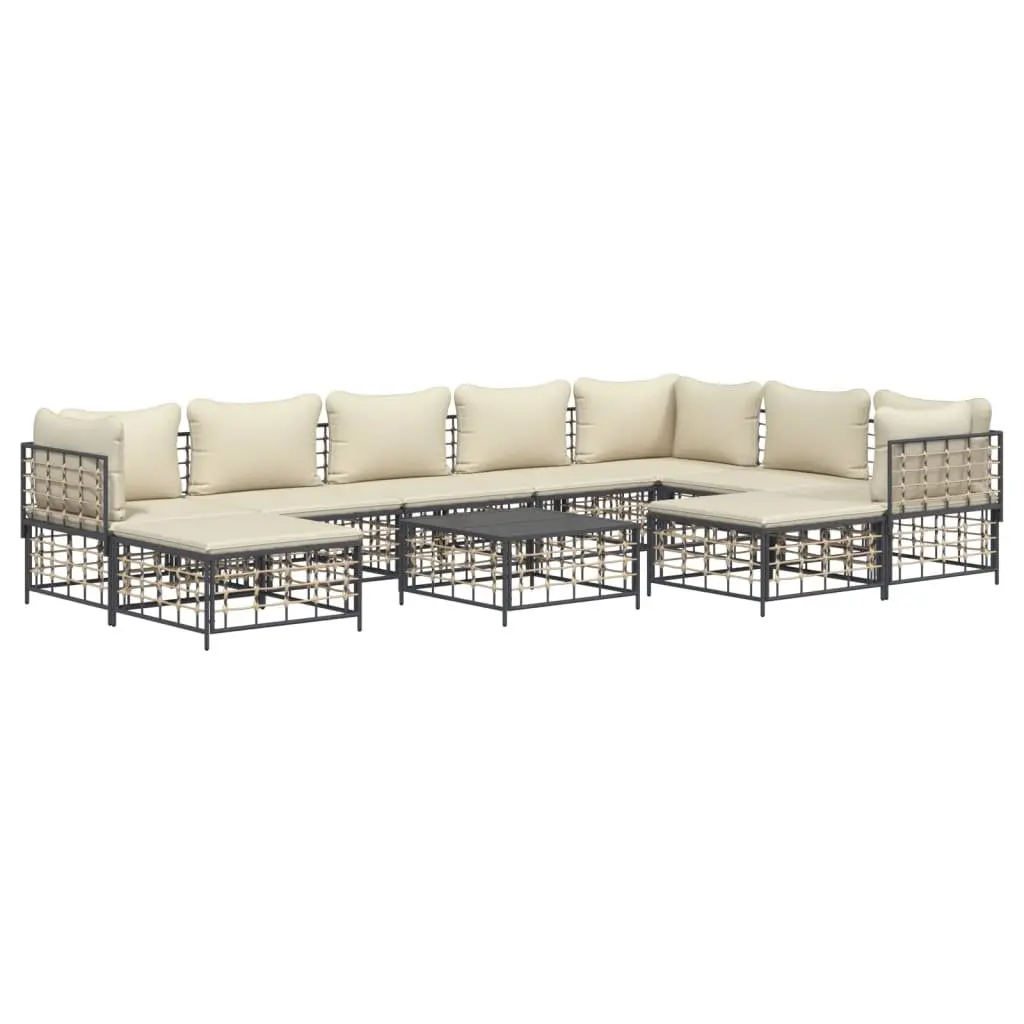 Garden Lounge Set 10 Piece Poly Rattan Outdoor Furniture with Cushions