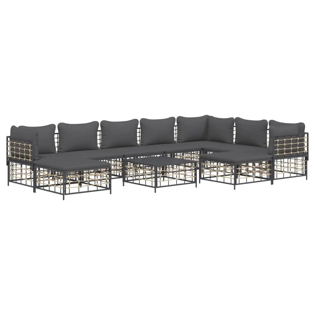 Garden Lounge Set Poly Rattan 10 Piece Modular Anthracite Outdoor Furniture with Cushions