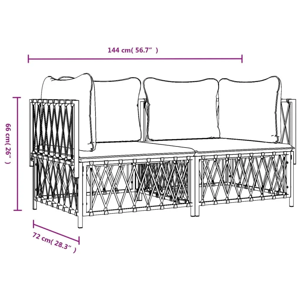 Garden Lounge Set 2 Piece Powder-coated Steel Frame Anthracite Woven Fabric Cushions