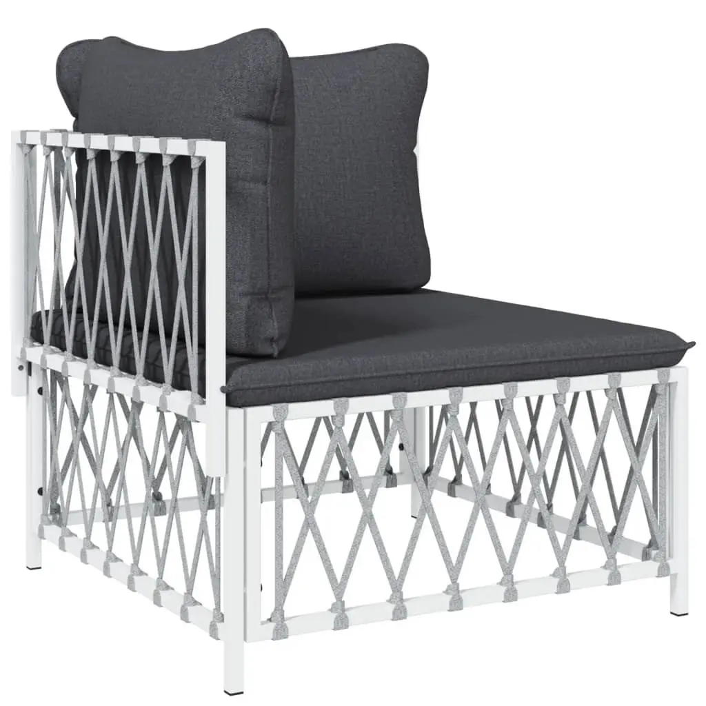 Garden Lounge Set 4 Piece Outdoor Furniture White Steel Frame Cushions