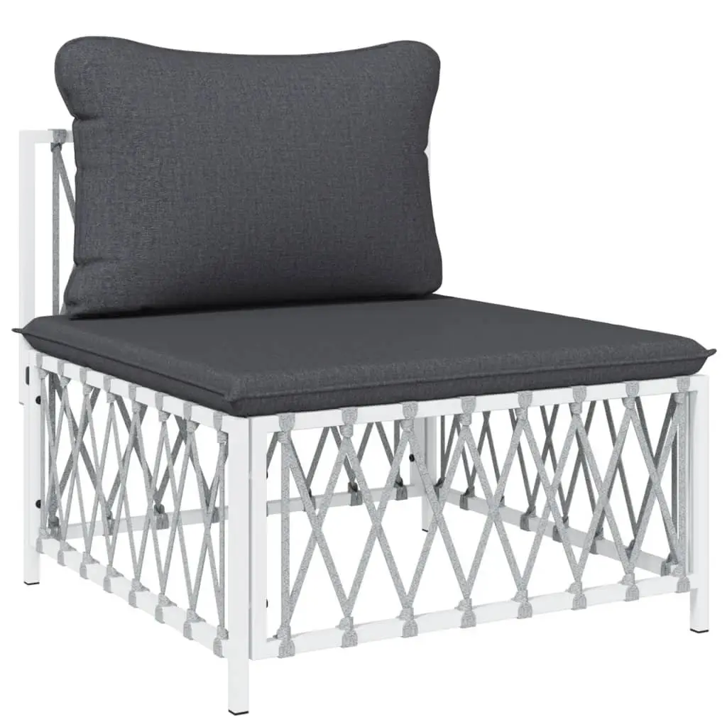 Garden Lounge Set 4 Piece Outdoor Furniture White Steel Frame Cushions