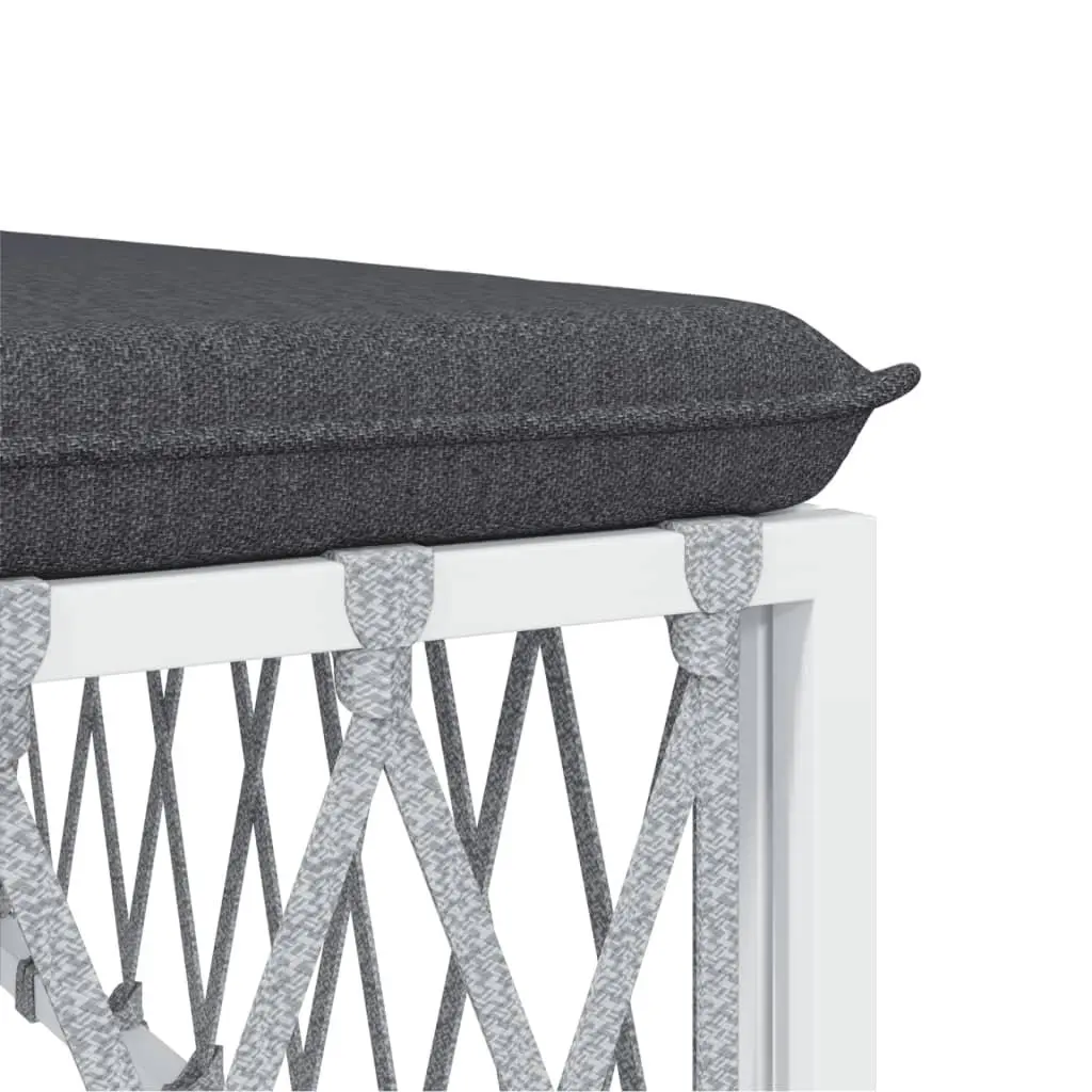 Garden Lounge Set 4 Piece Modular White Powder-coated Steel Frame Woven Fabric Cushions Sofa