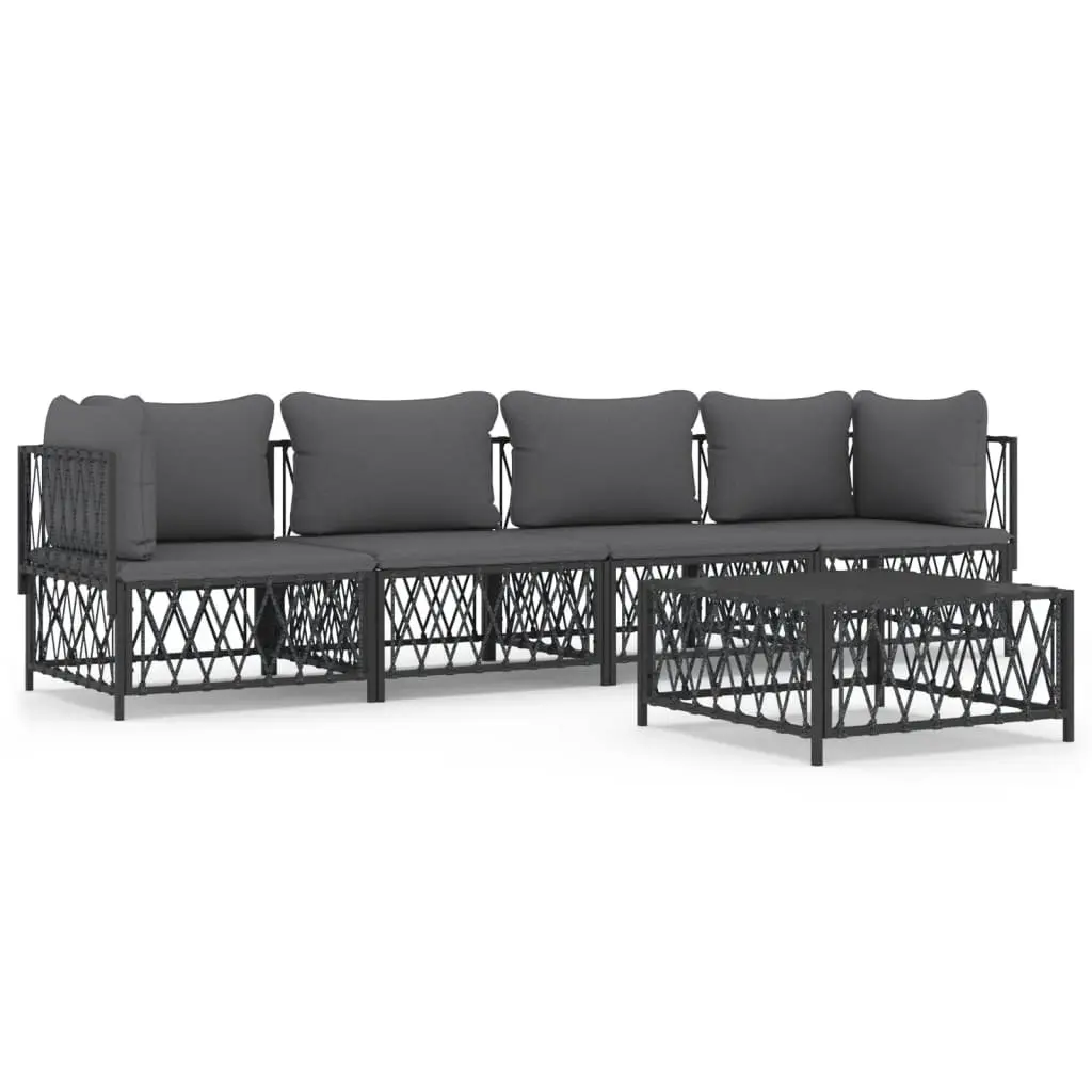 5 Piece Garden Lounge Set Anthracite Outdoor Furniture Modular Sofa with