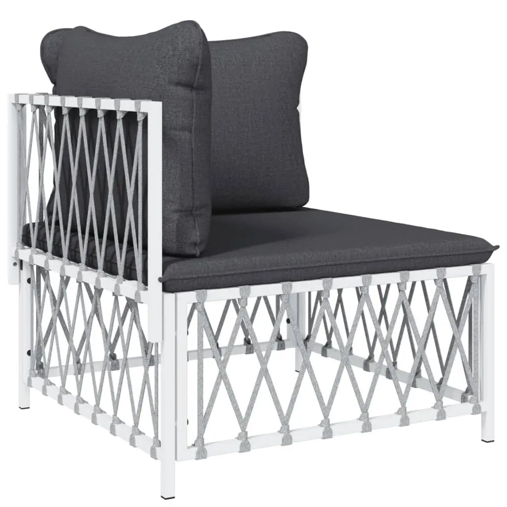 Garden Lounge Set 6 Piece Outdoor Furniture White Steel Frame Cushioned Sofa