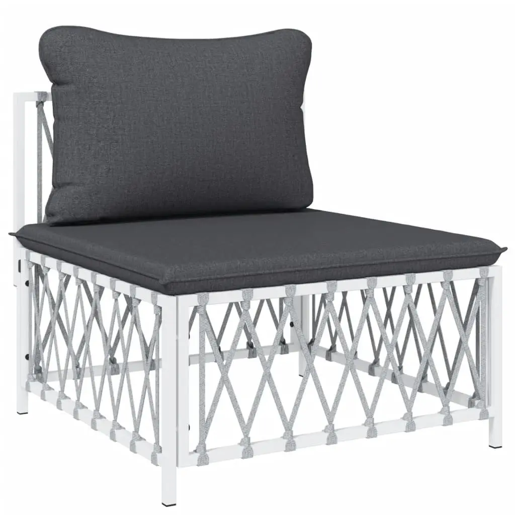 Garden Lounge Set 6 Piece Outdoor Furniture White Steel Frame Cushioned Sofa