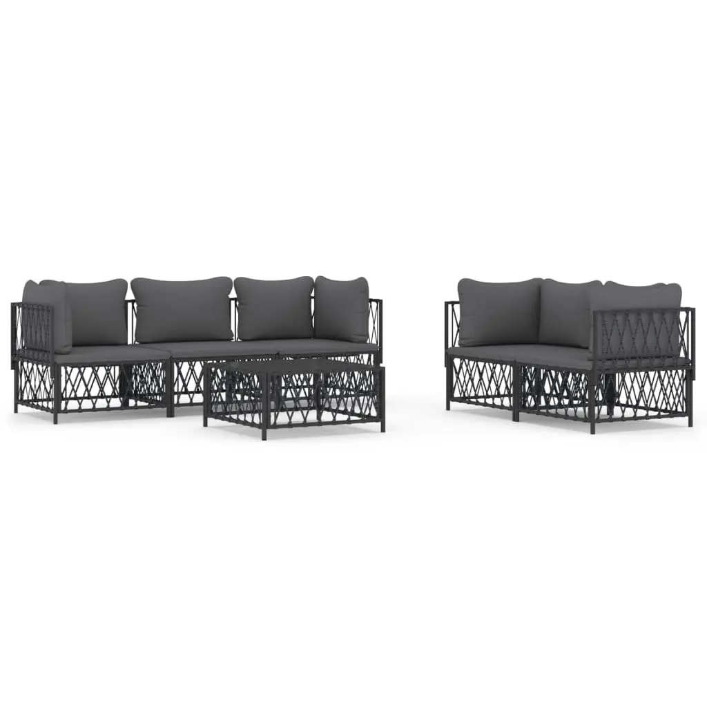 Garden Lounge Set Modular Sofa Steel Frame 6 Piece Anthracite