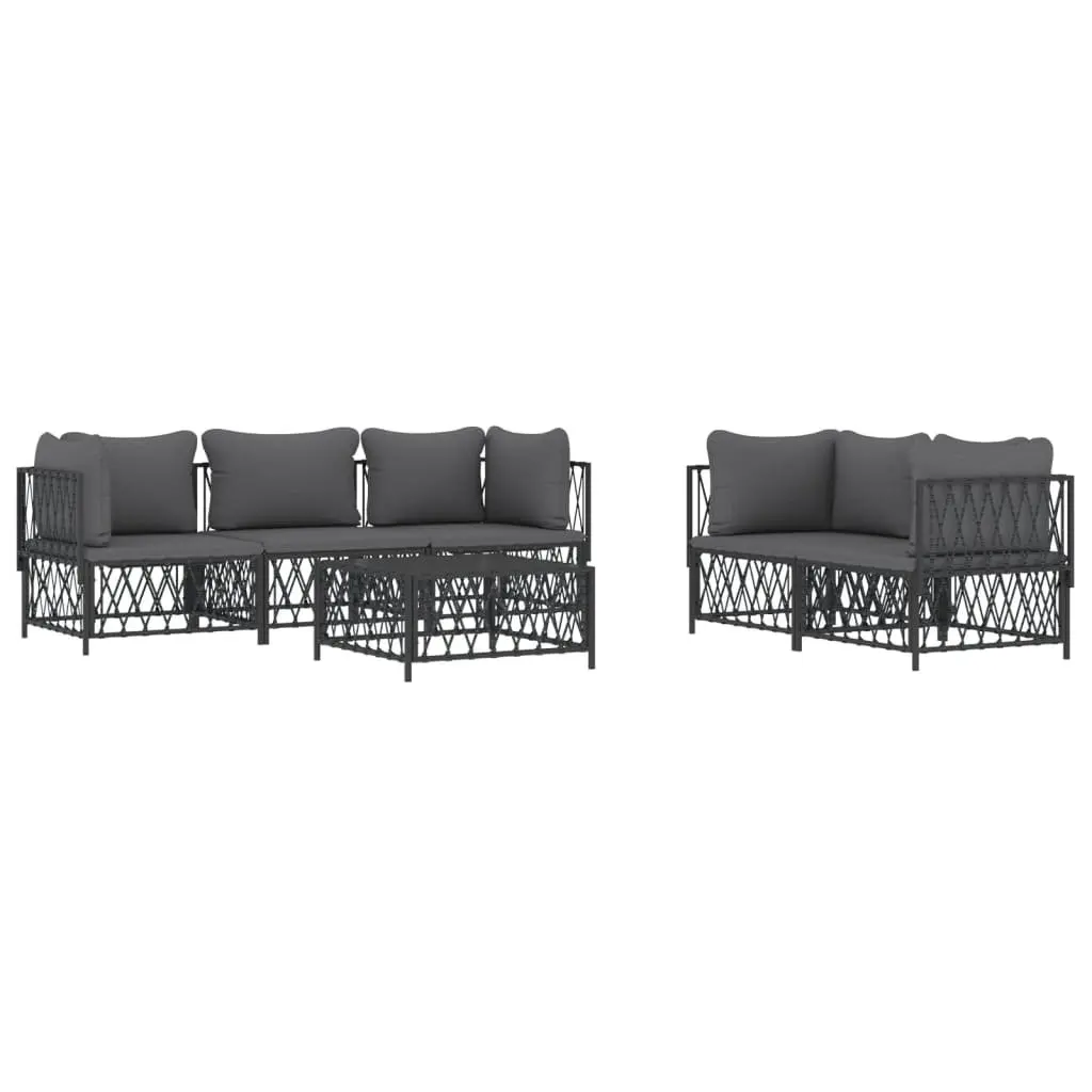 Garden Lounge Set Modular Sofa Steel Frame 6 Piece Anthracite