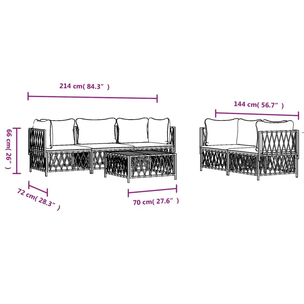 Garden Lounge Set Modular Sofa Steel Frame 6 Piece Anthracite
