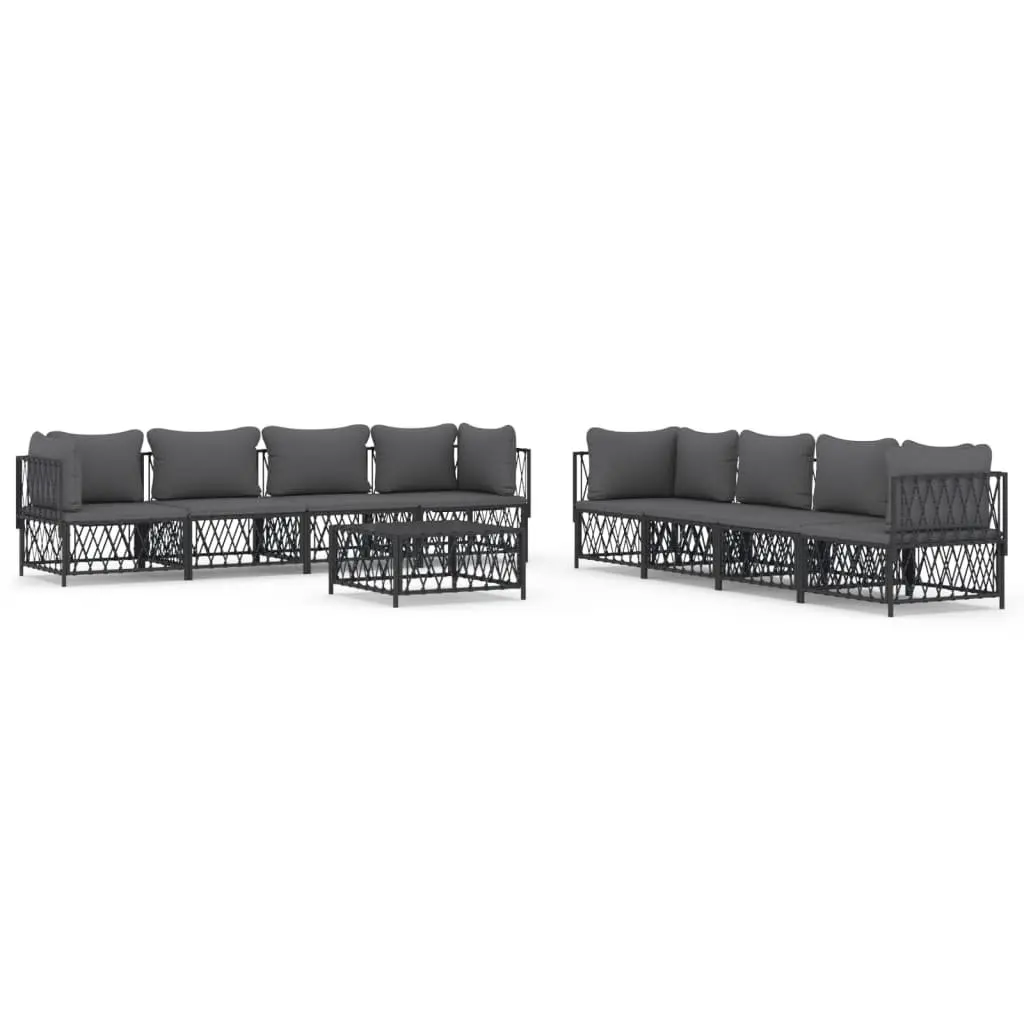 Garden Lounge Set 9 Piece Outdoor Furniture Modular Sofa Anthracite with